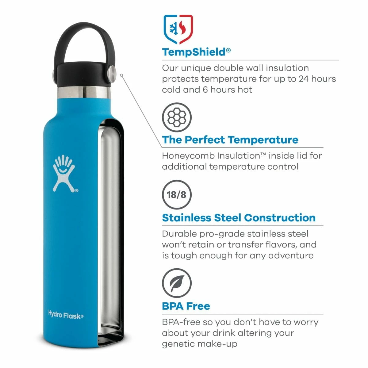 Hydro Flask Standaard Mondfles Met Flexibele Deksel - 532 Ml - Snapper - Afbeelding 2